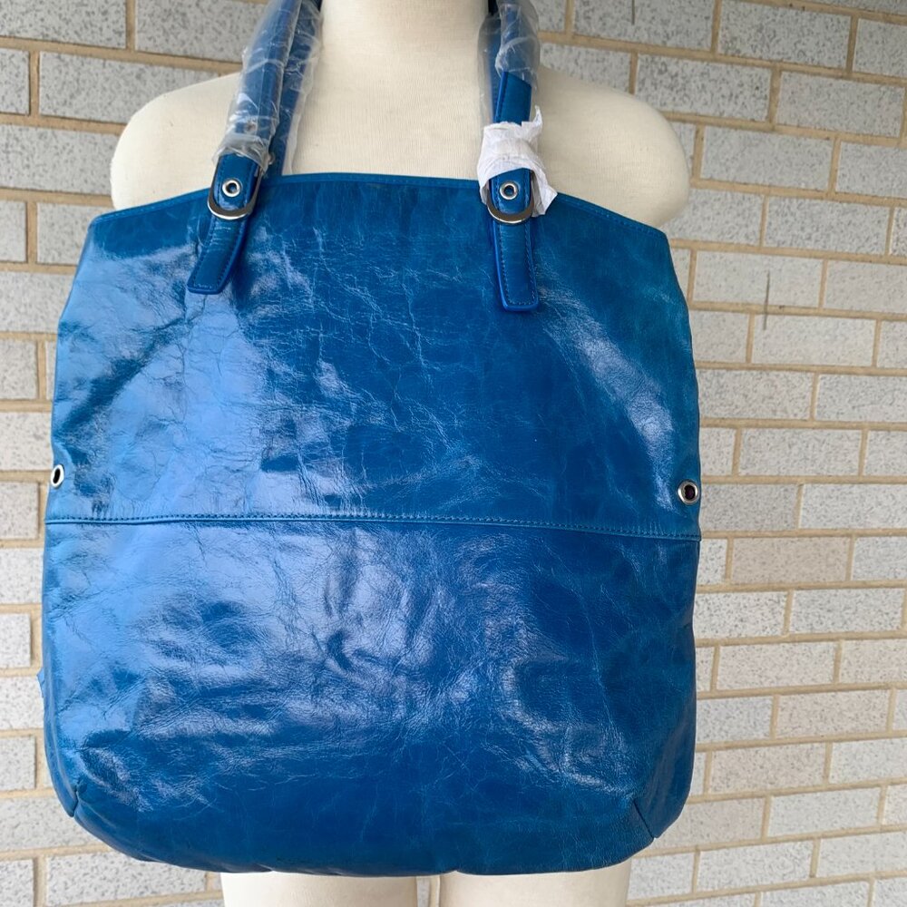 CHRISTOPHER KON ATELIER BRIGHT BLUE BAG TOTE LEATHER BAG NEW - Picture 4 of 16